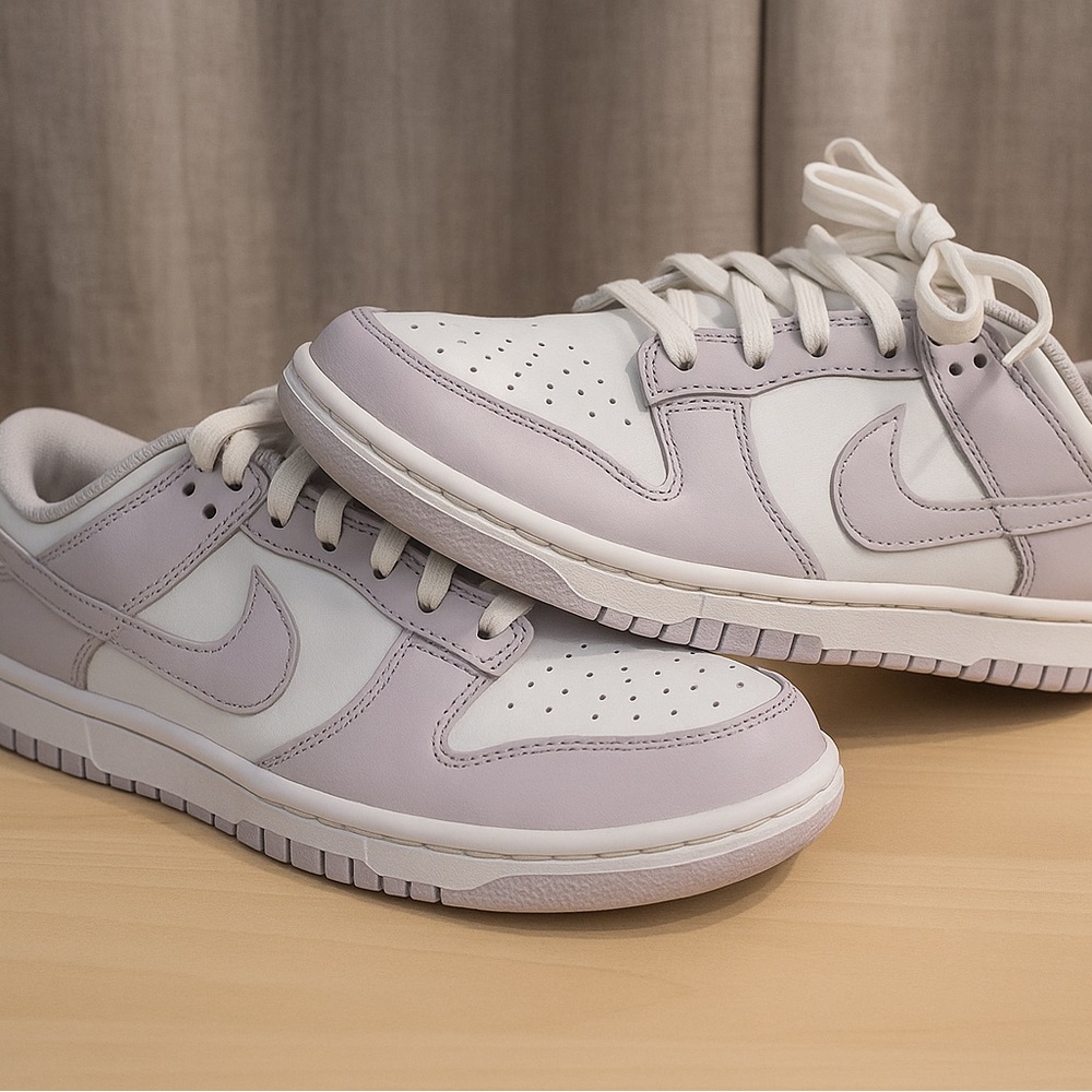 Nike White and Light Purple dunks